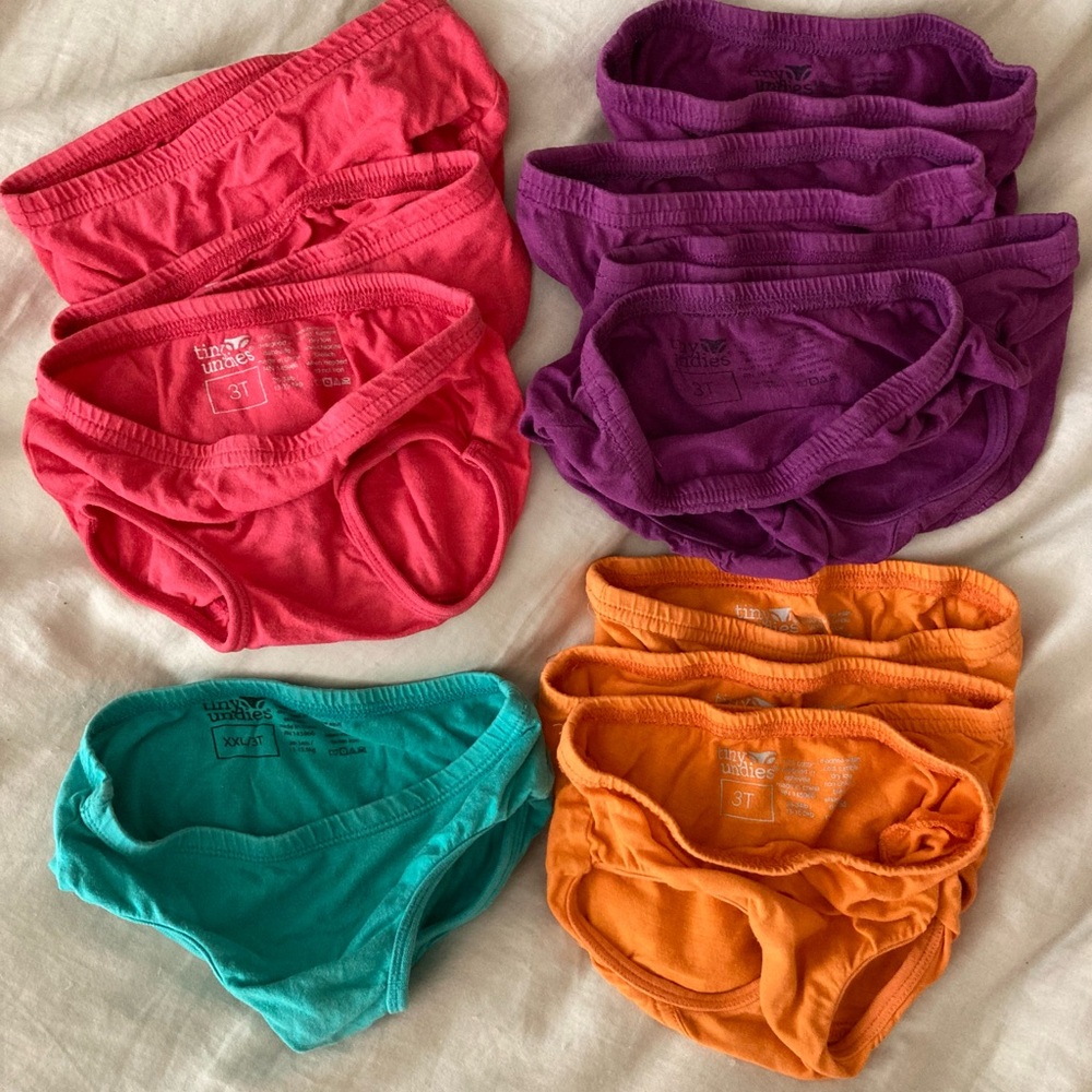Little Kids Tiny Undies 3T Underwear Pink, Purple, Orange, and Teal